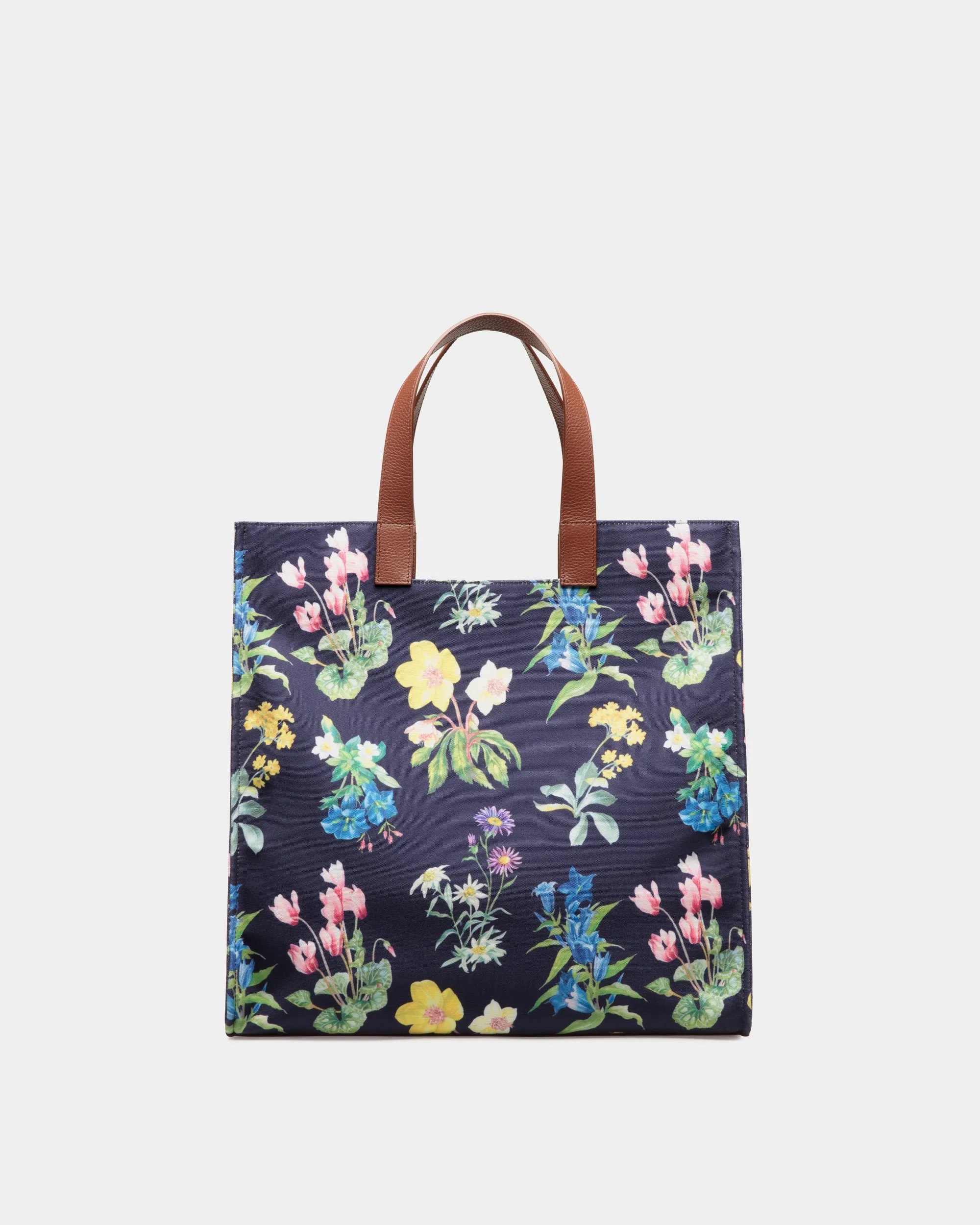 Easy Bally Tote Bag In Mountain Flower Print Canvas And Leather