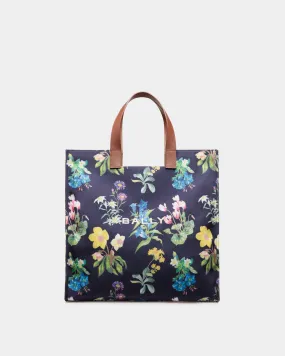 Easy Bally Tote Bag In Mountain Flower Print Canvas And Leather