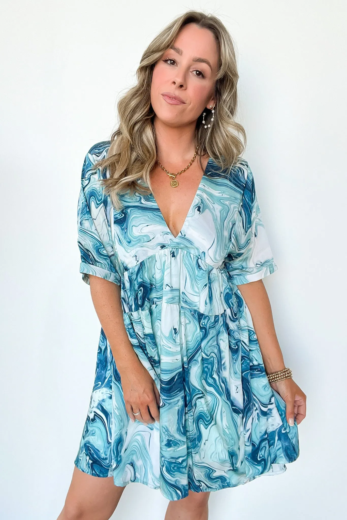 Effortless Behavior Abstract Tiered Tunic Dress - FINAL SALE