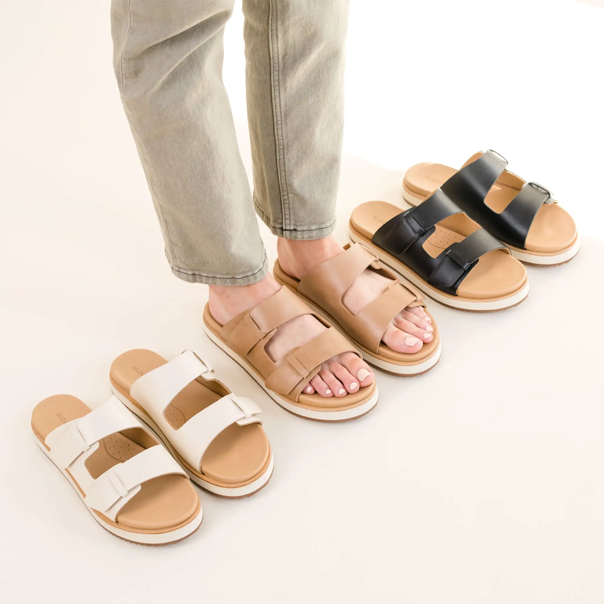 Ella Flatform Slide Almond