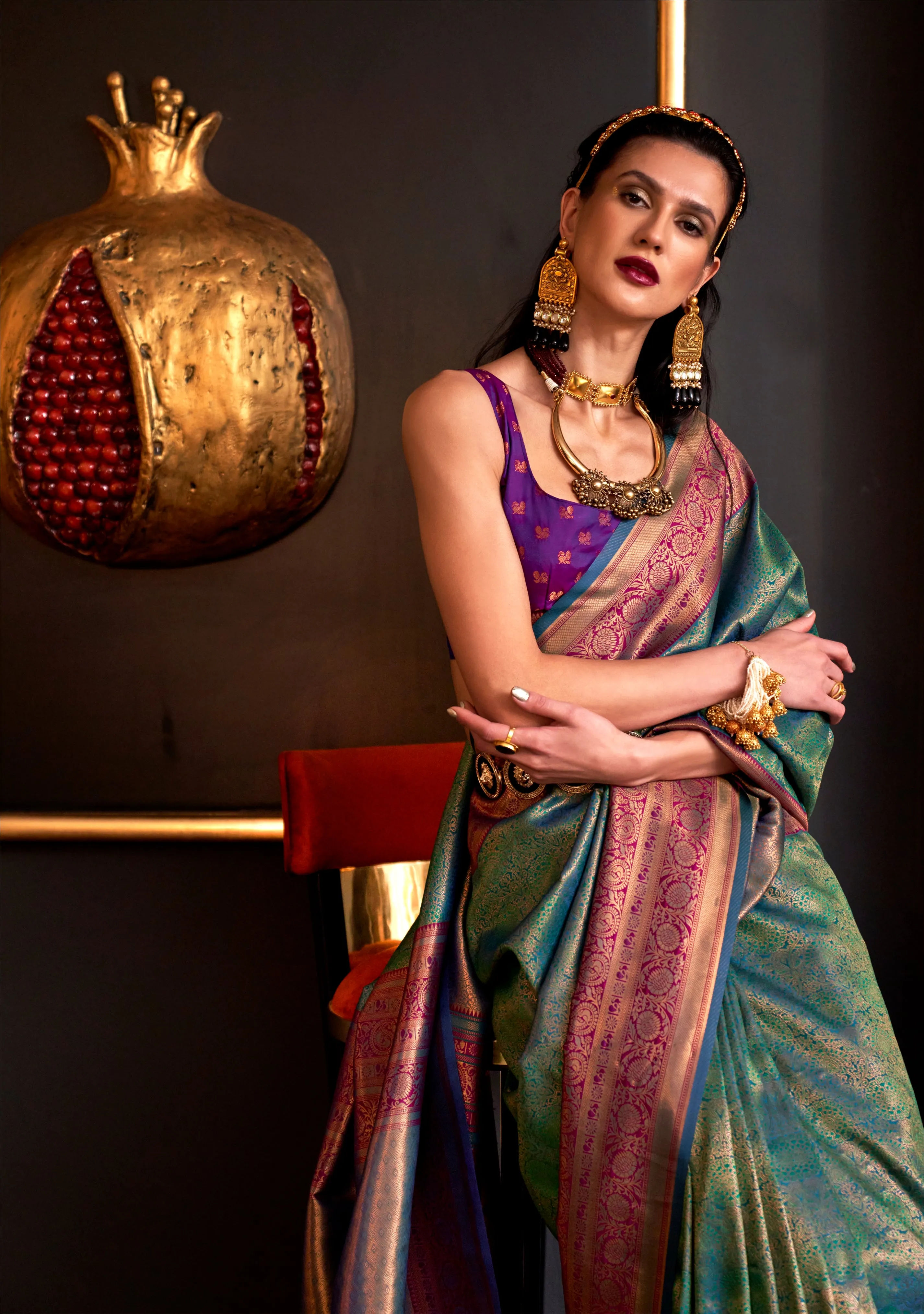 Ethnic Green Colour Handloom Silk Saree