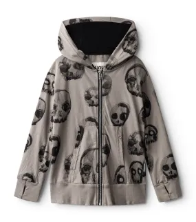 faded skulls light zip hoodie