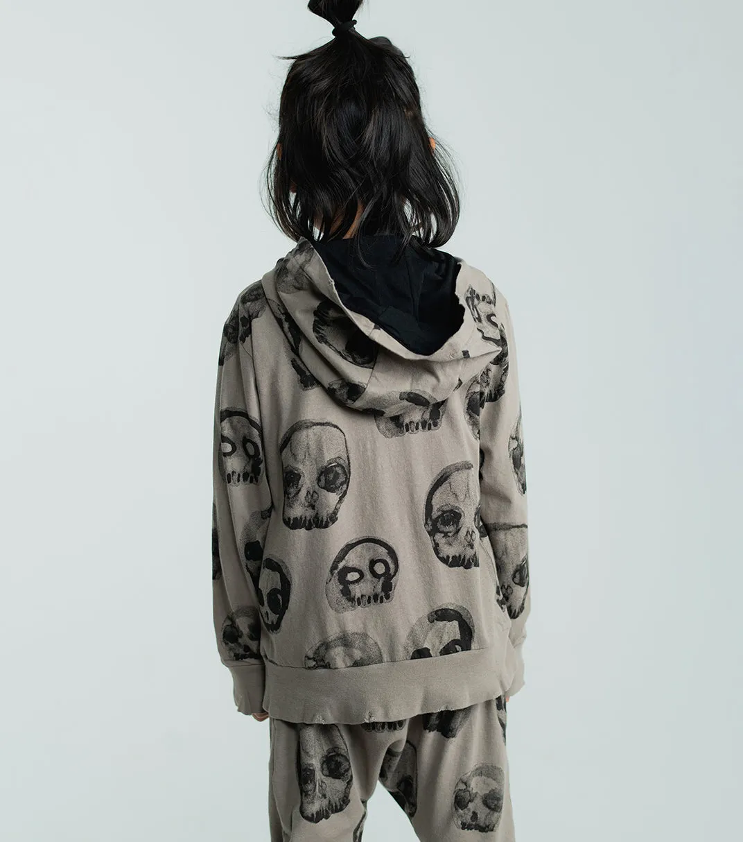 faded skulls light zip hoodie