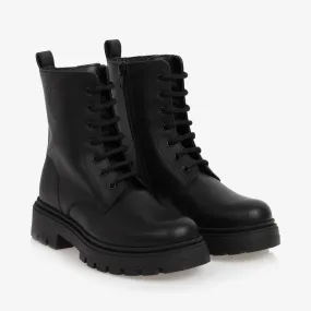 Girls Black Leather Boots