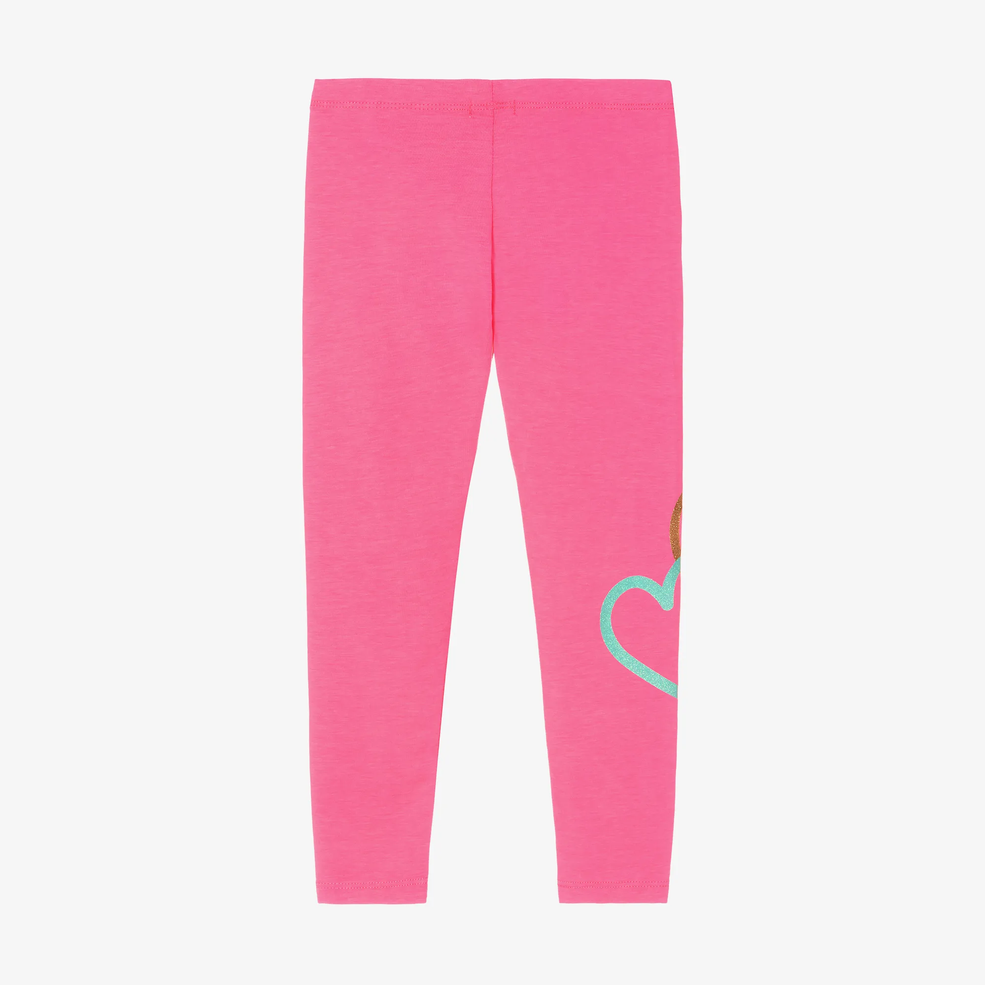 Girls Neon Pink Cotton Heart Leggings