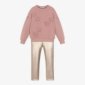 Girls Pink & Gold Leggings Set