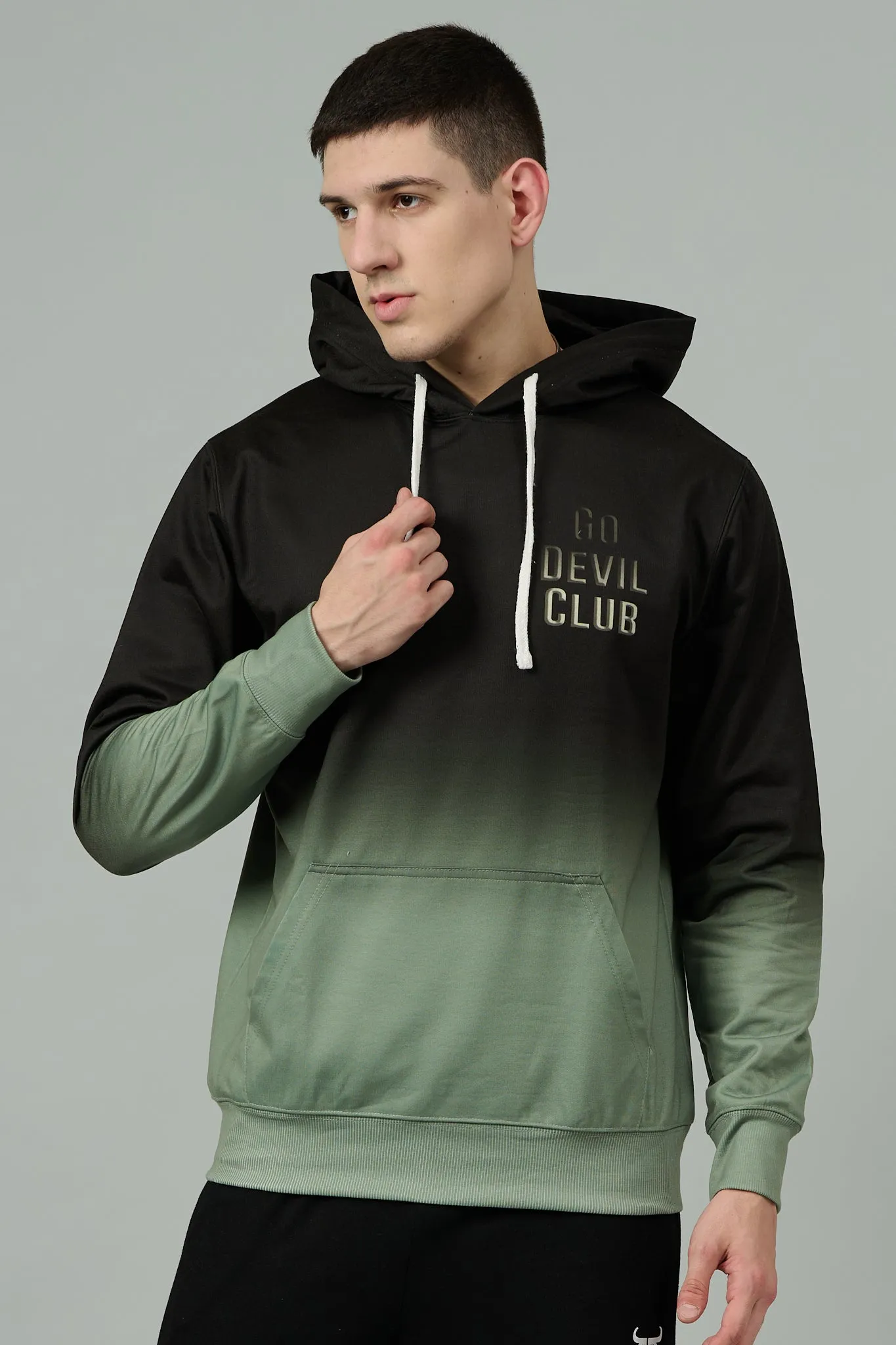 Go Devil Club Printed Black & Green Hoodie for Men