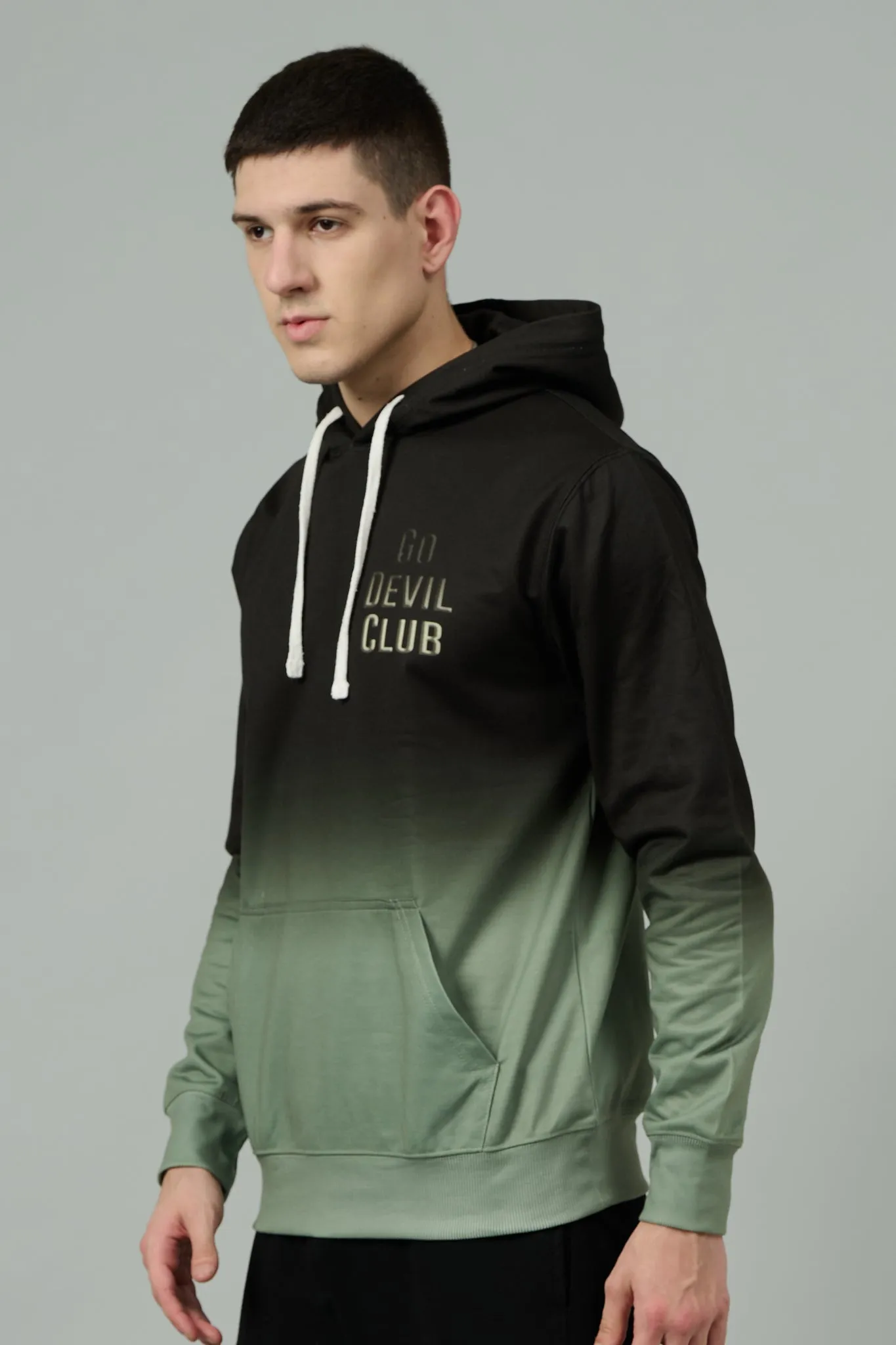 Go Devil Club Printed Black & Green Hoodie for Men