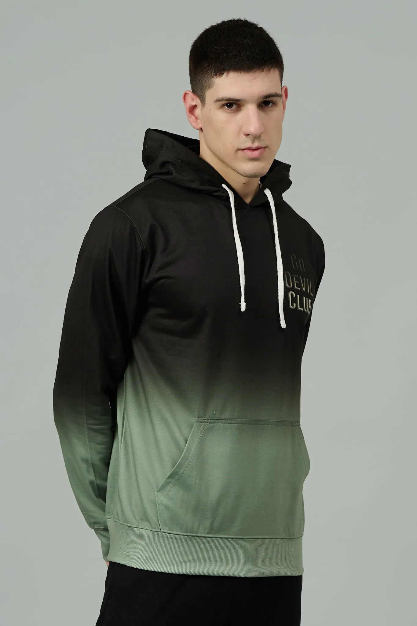 Go Devil Club Printed Black & Green Hoodie for Men