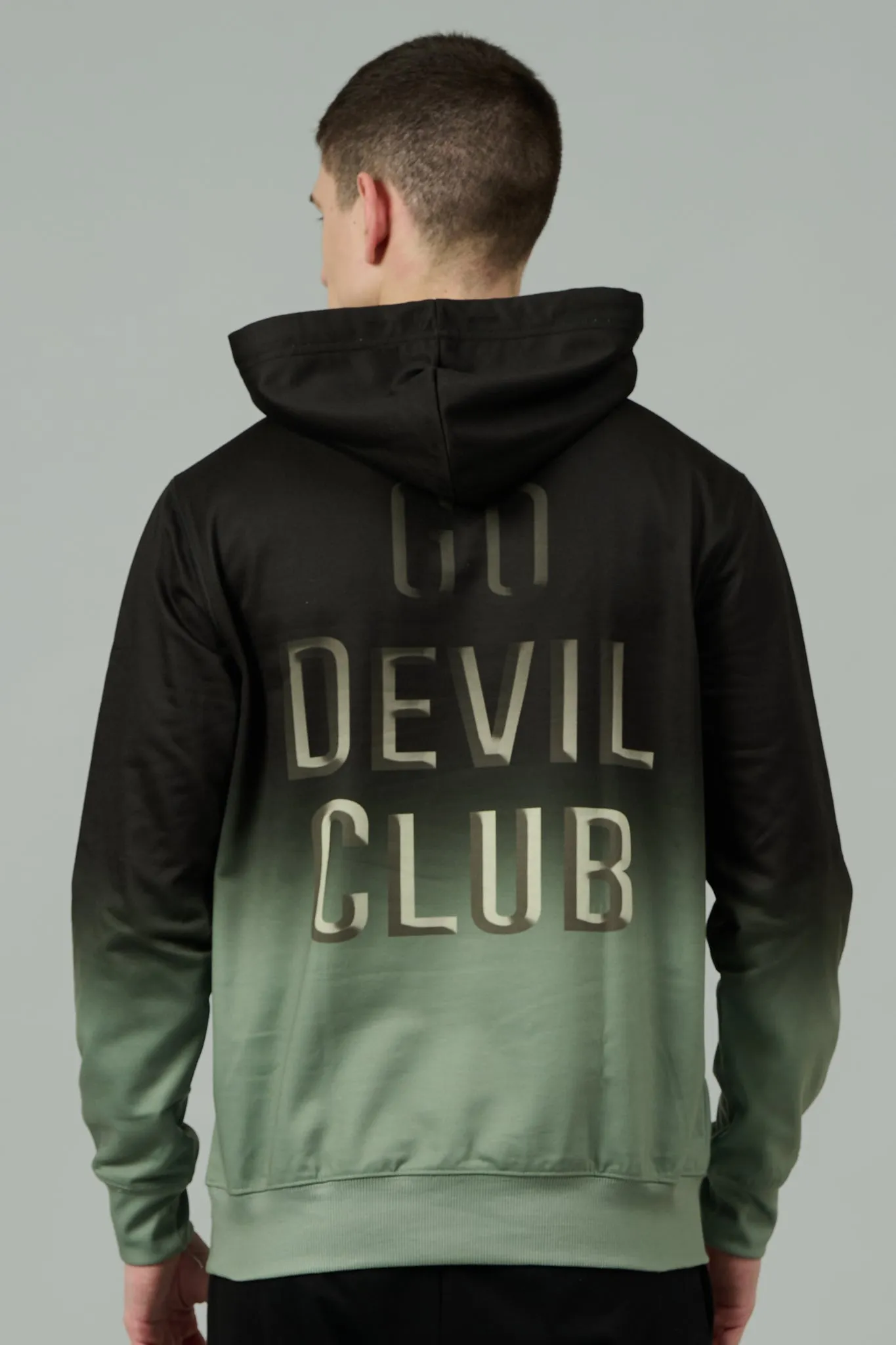 Go Devil Club Printed Black & Green Hoodie for Men