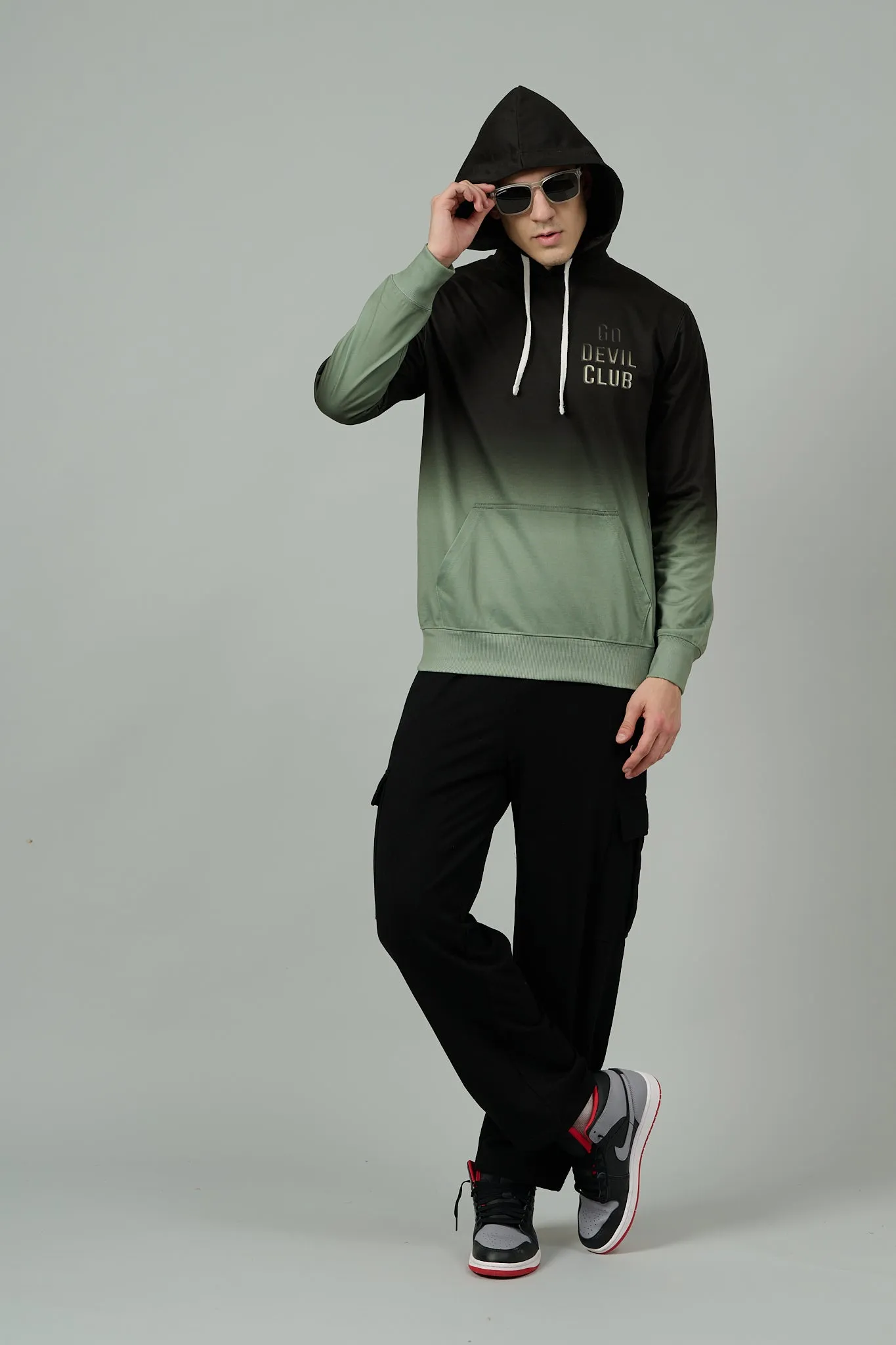 Go Devil Club Printed Black & Green Hoodie for Men