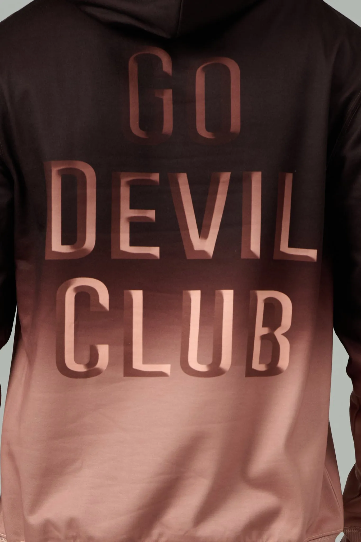 Go Devil Club Printed Rose Gold & Brown Hoodie for Men