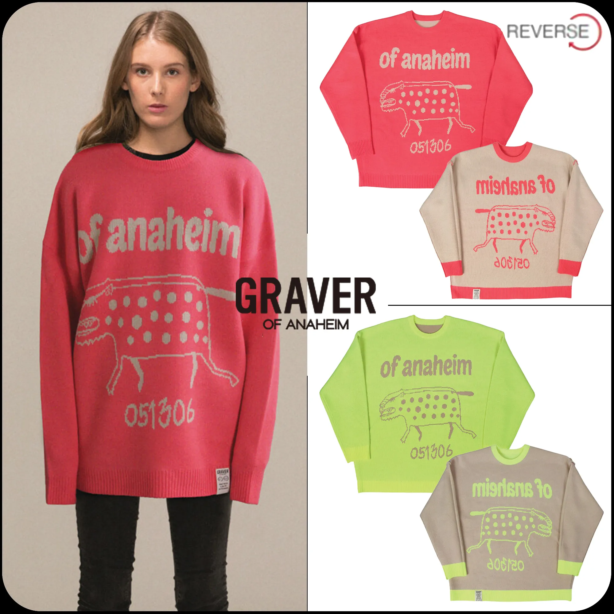 GRAVER  |[GRAVER]★DOT DOG OVERFIT KNIT SWEATER