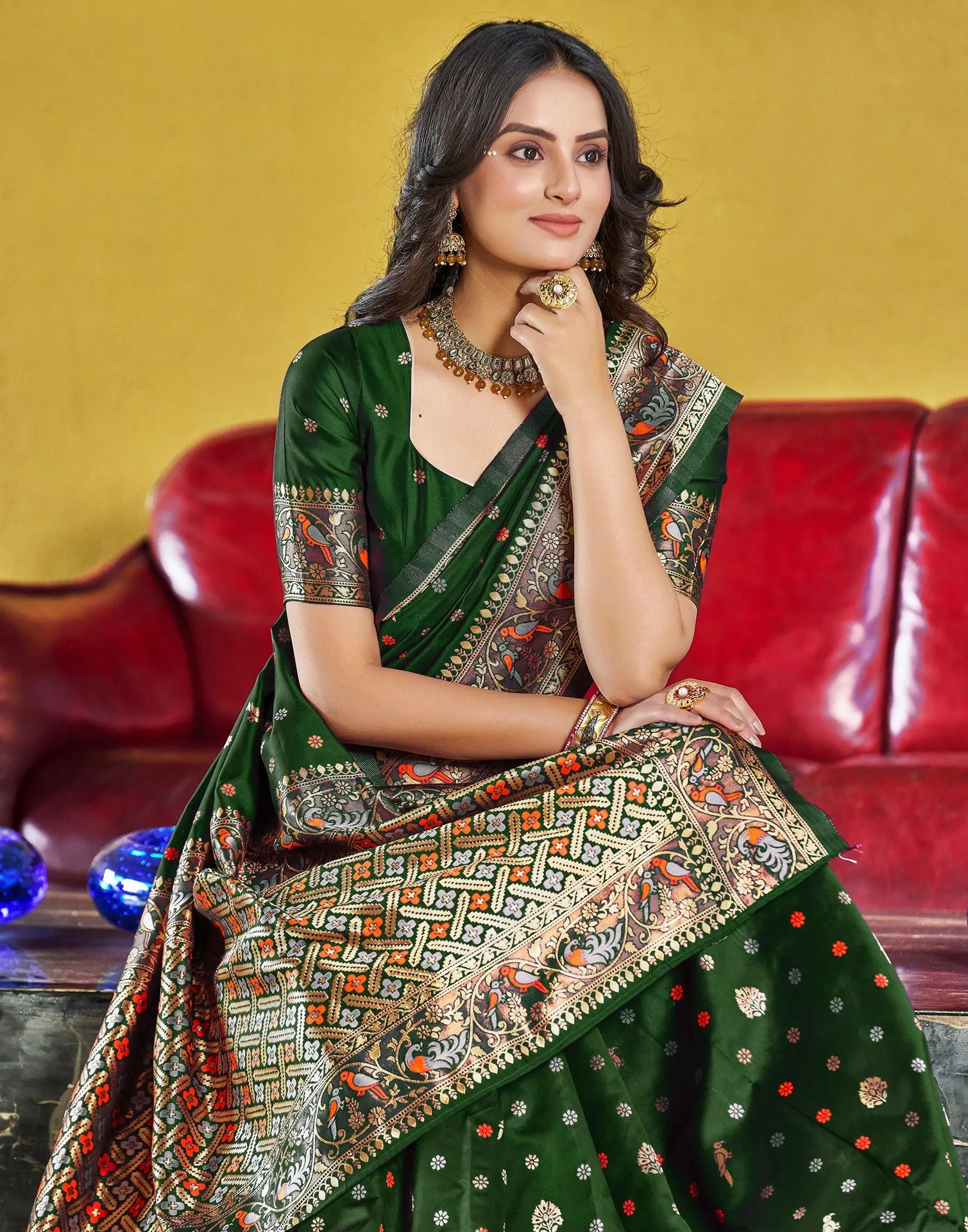 Green Jacquard Silk Saree