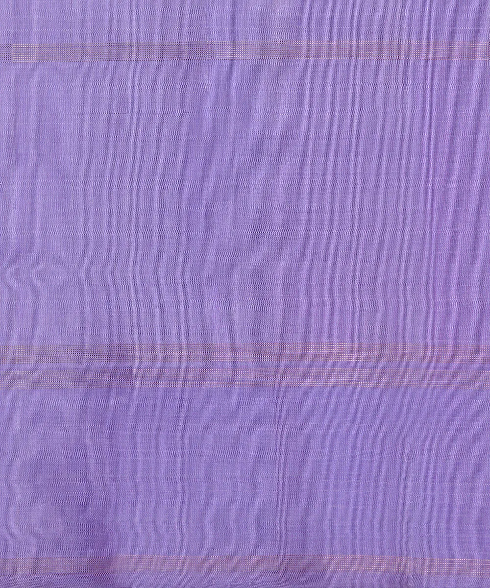 Handloom Lavender Double Shade Pure Silk Kanjivaram Saree With Antique Zari Peacock Booti