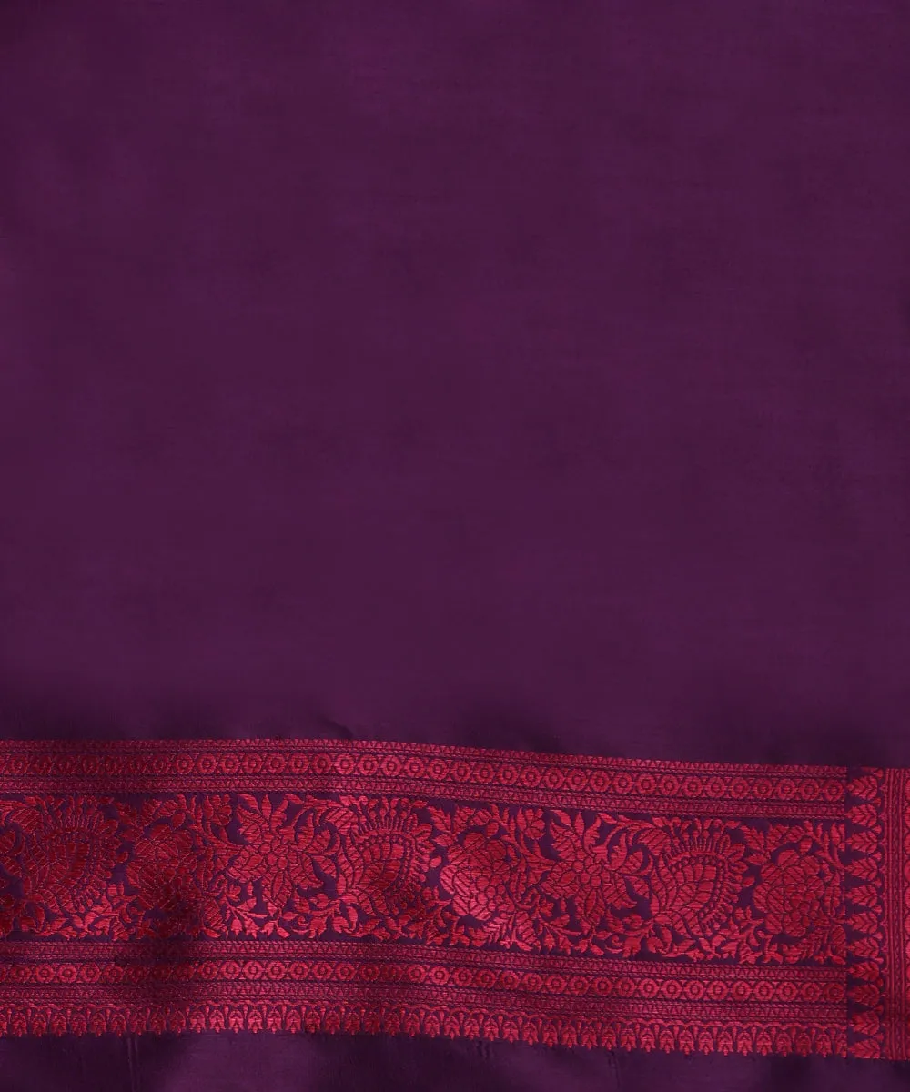 Handloom Purple Pure Katan Silk Tanchoi Banarasi Saree With Purple Resham Work