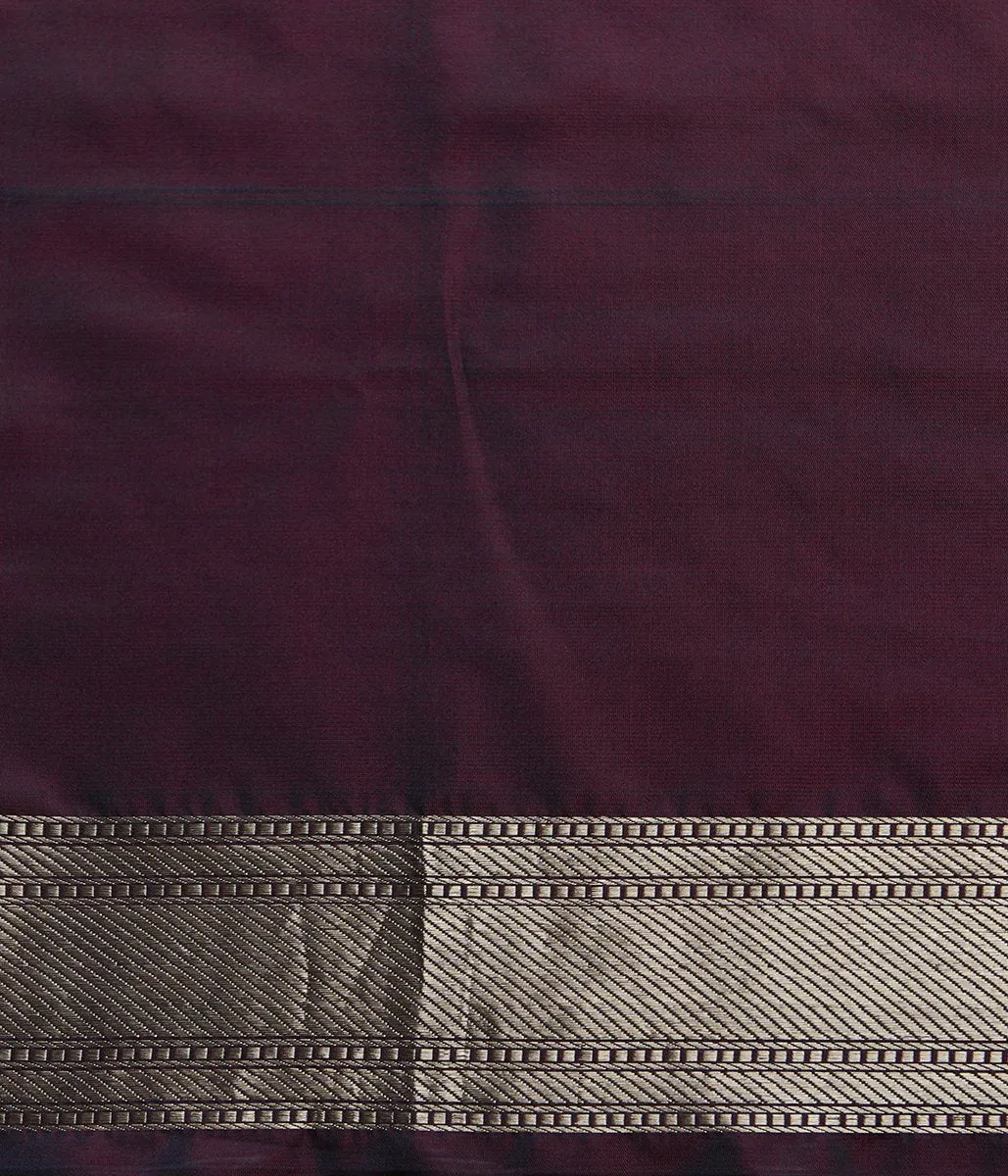 Handloom Wine Pure Katan Silk Jamawar Tanchoi Banarasi Saree with Peacock Motifs