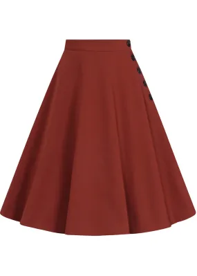 Hell Bunny Ravenwood 40's A-Line Skirt Brown