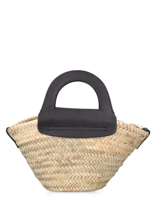 Hereu   Mini Cabas leather & raffia tote bag 