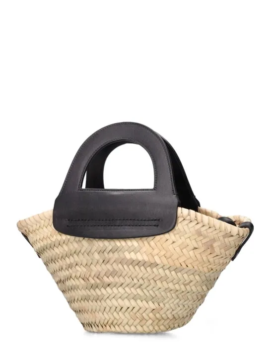 Hereu   Mini Cabas leather & raffia tote bag 