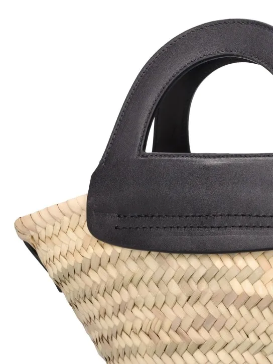 Hereu   Mini Cabas leather & raffia tote bag 