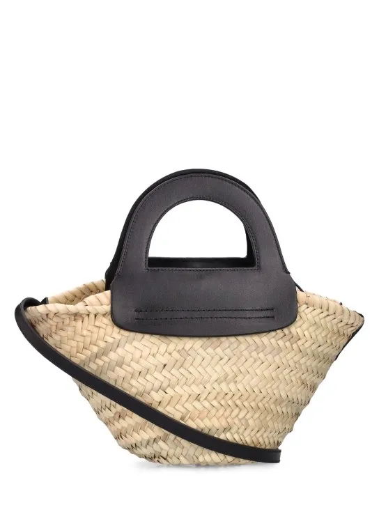 Hereu   Mini Cabas leather & raffia tote bag 