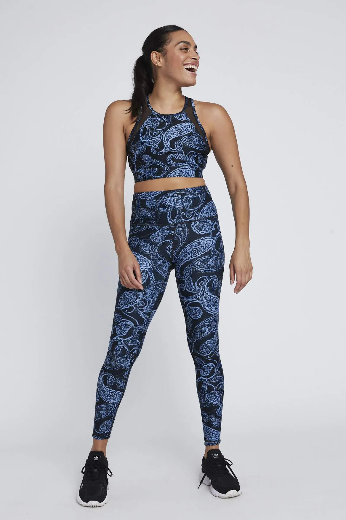 High Waist Reversible Leggings Sky Paisley