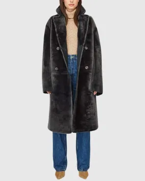 HiSO Elle Suede Shearling Coat - Graphite