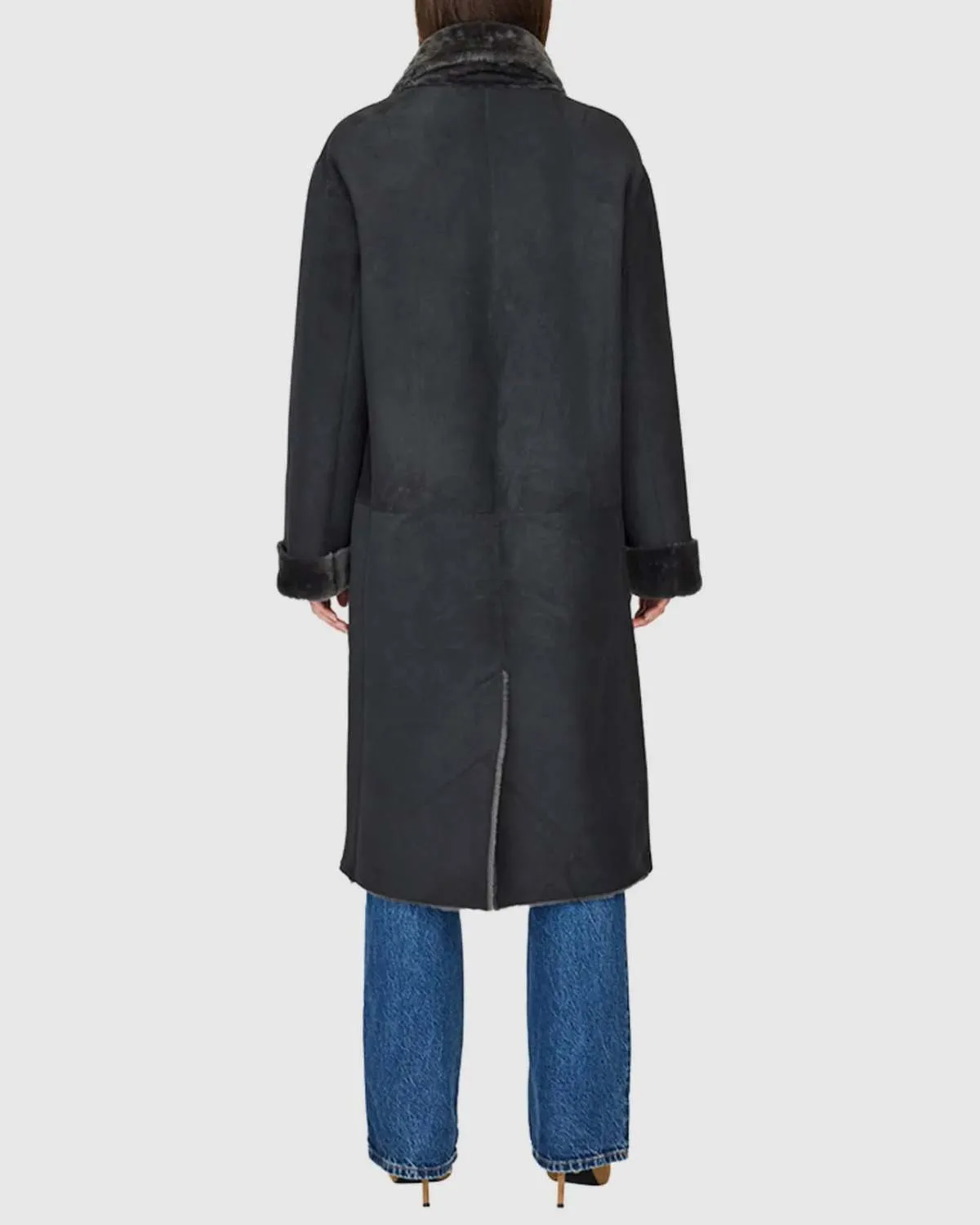 HiSO Elle Suede Shearling Coat - Graphite