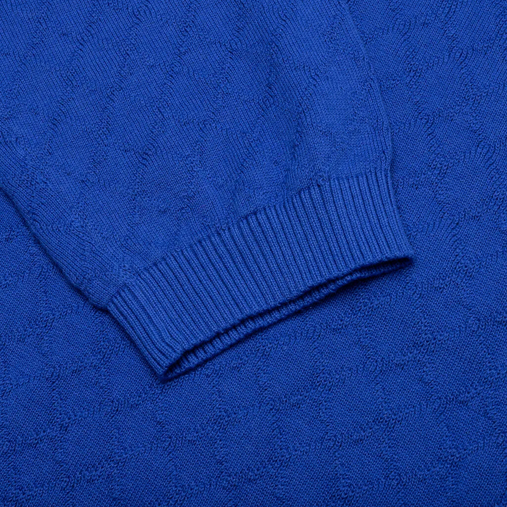 Hogan Pointelle Raglan Sleeve Sweater Polo - Indeevar Blue