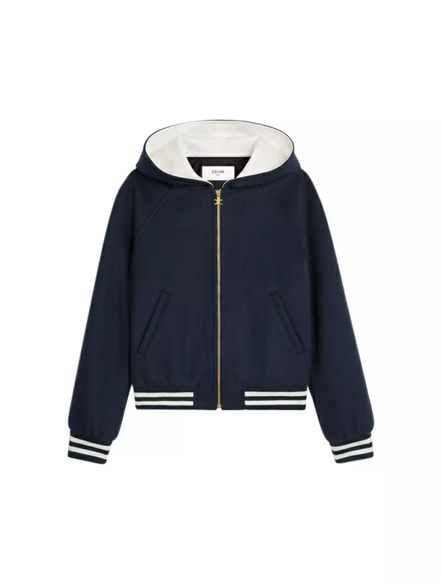 HOODED TEDDY JACKET IN DOUBLE FACE CASHMERE NAVY