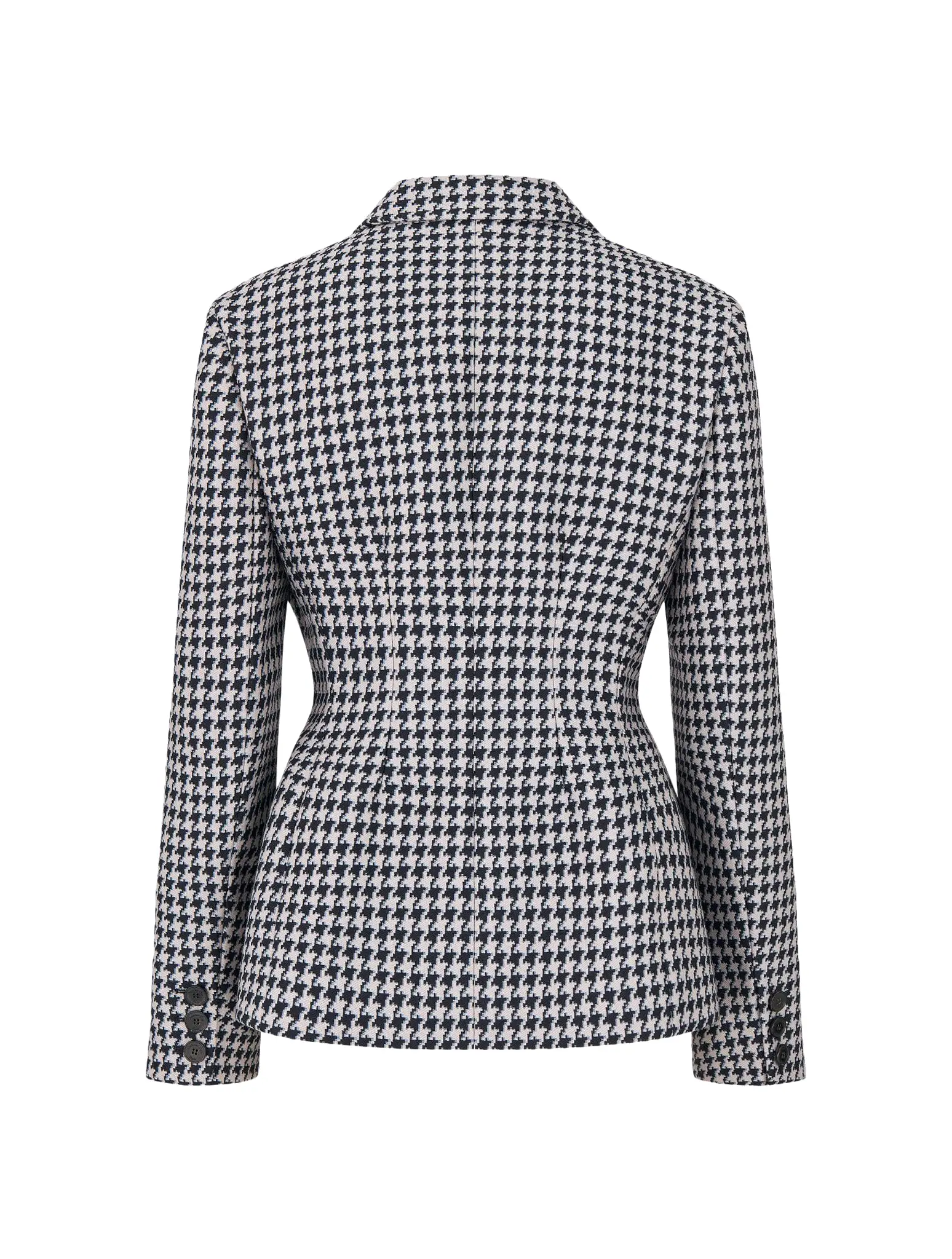 jacket in blue and white virgin wool and houndstooth silk