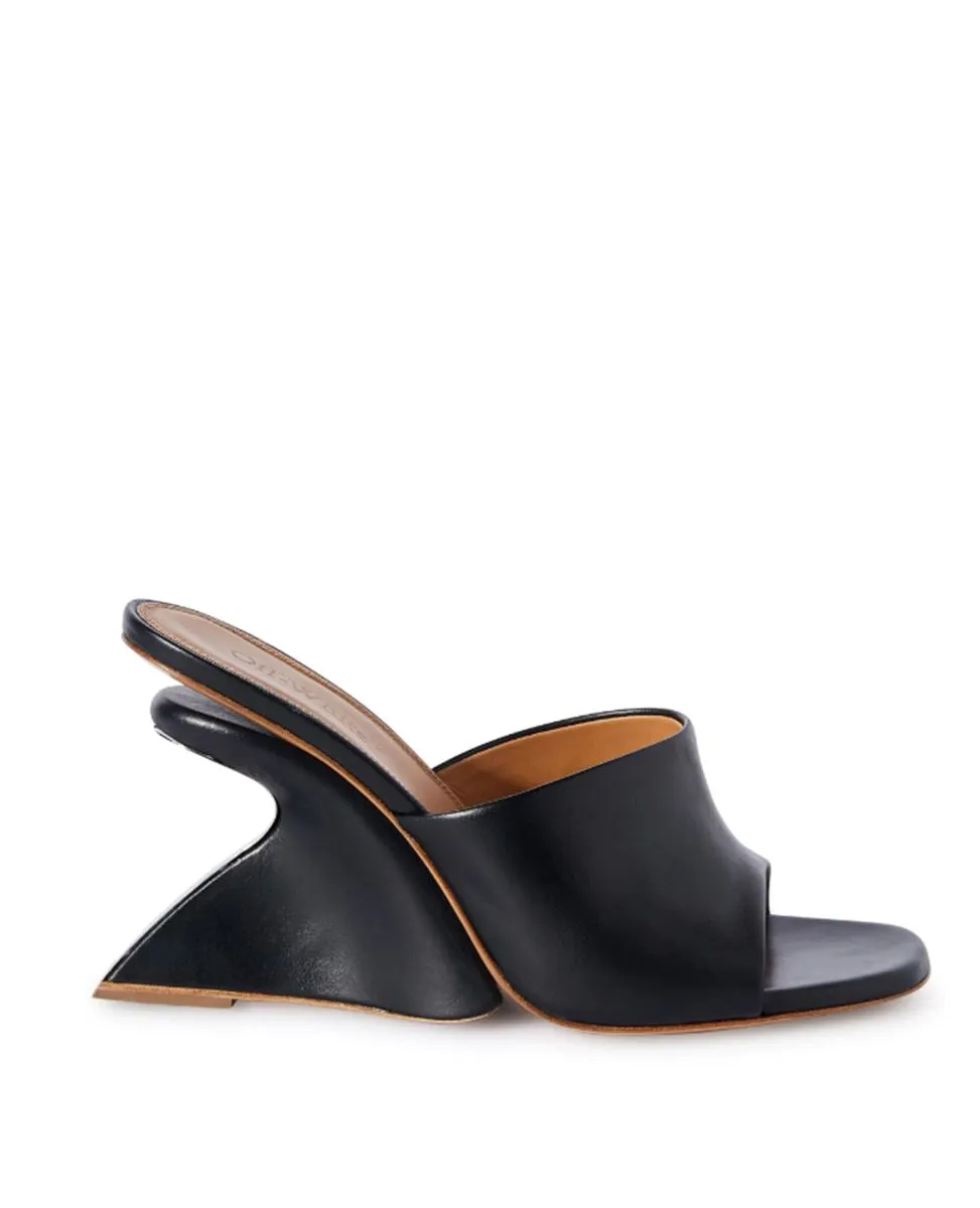 JUG WEDGE-HEEL LEATHER MULES