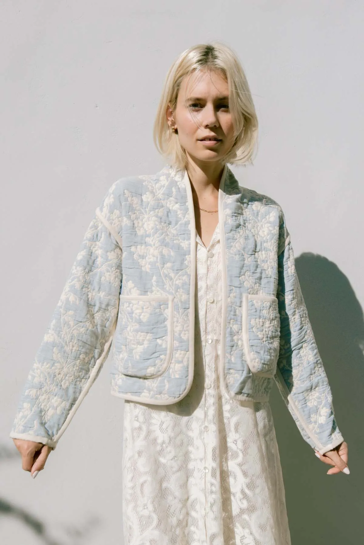 Juniper Cropped Coat - Cornflower