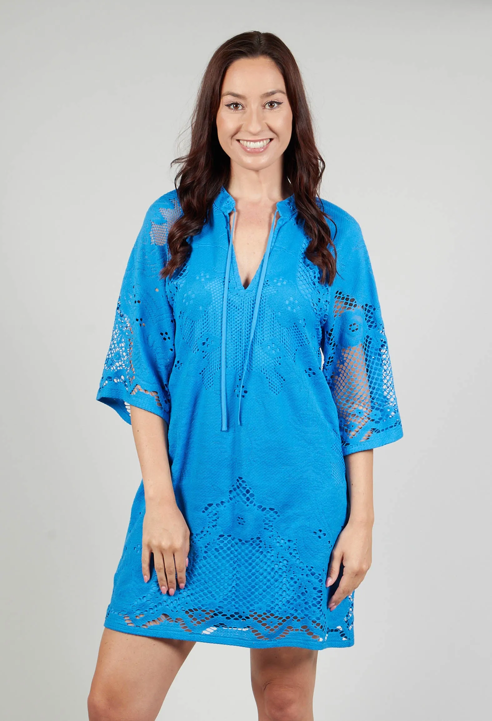 Lace Tunic Dress in Supersonic Blue