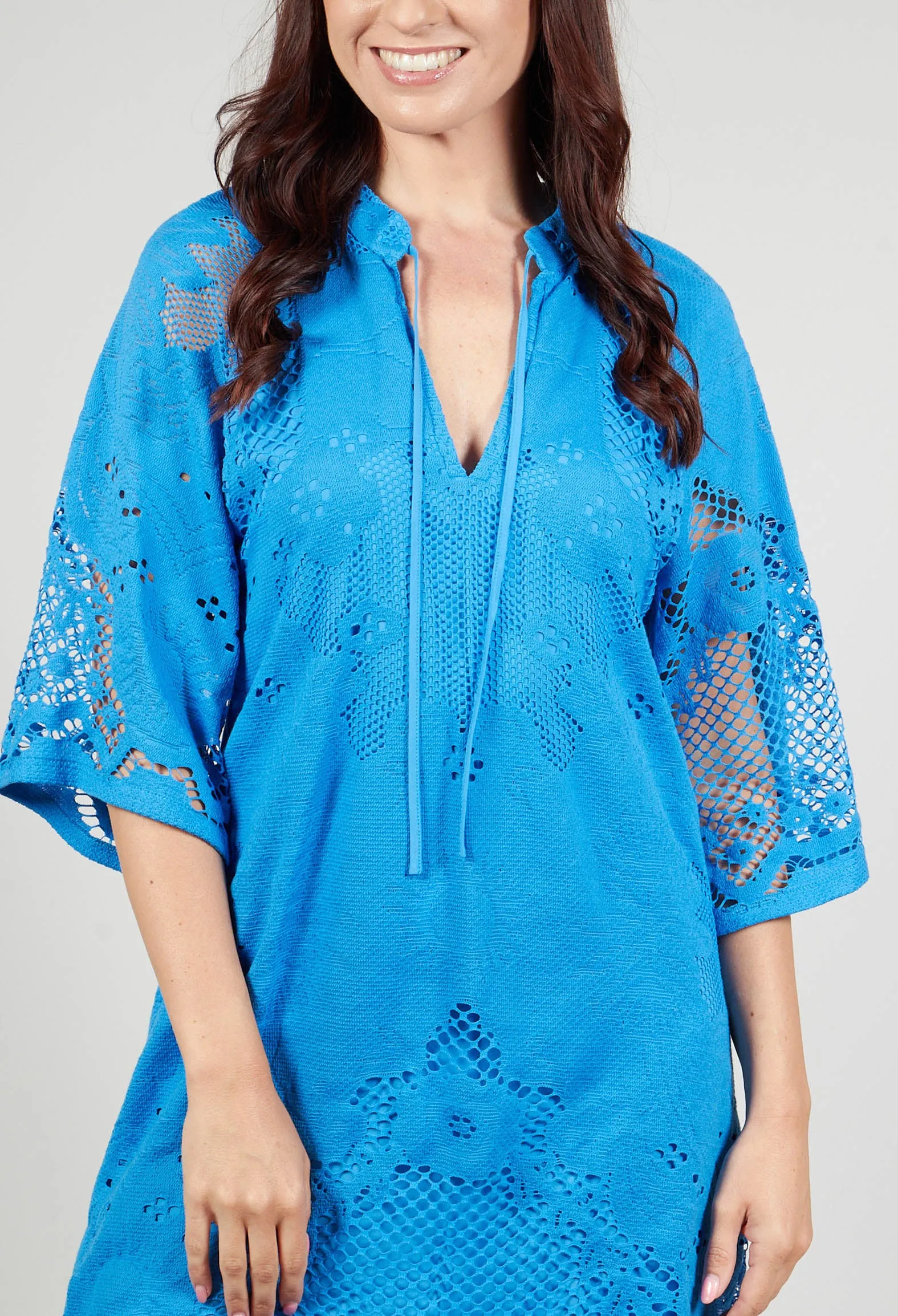 Lace Tunic Dress in Supersonic Blue