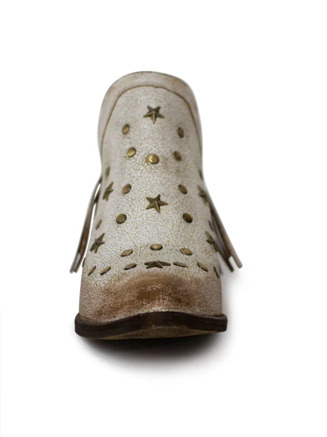 Ladies Corral White Cowhide And Studs Boots