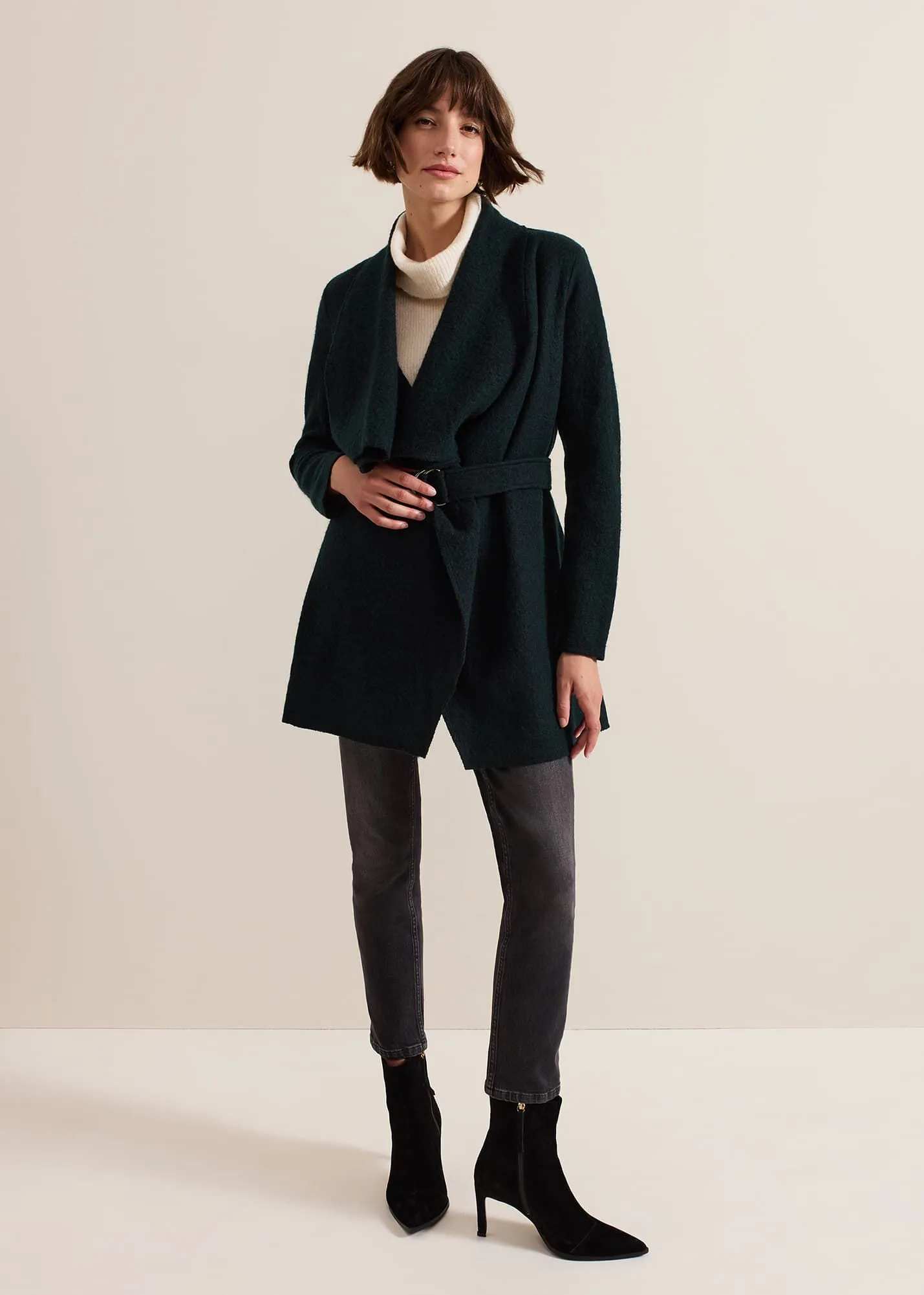 Lana Textured Drape Knit Coat