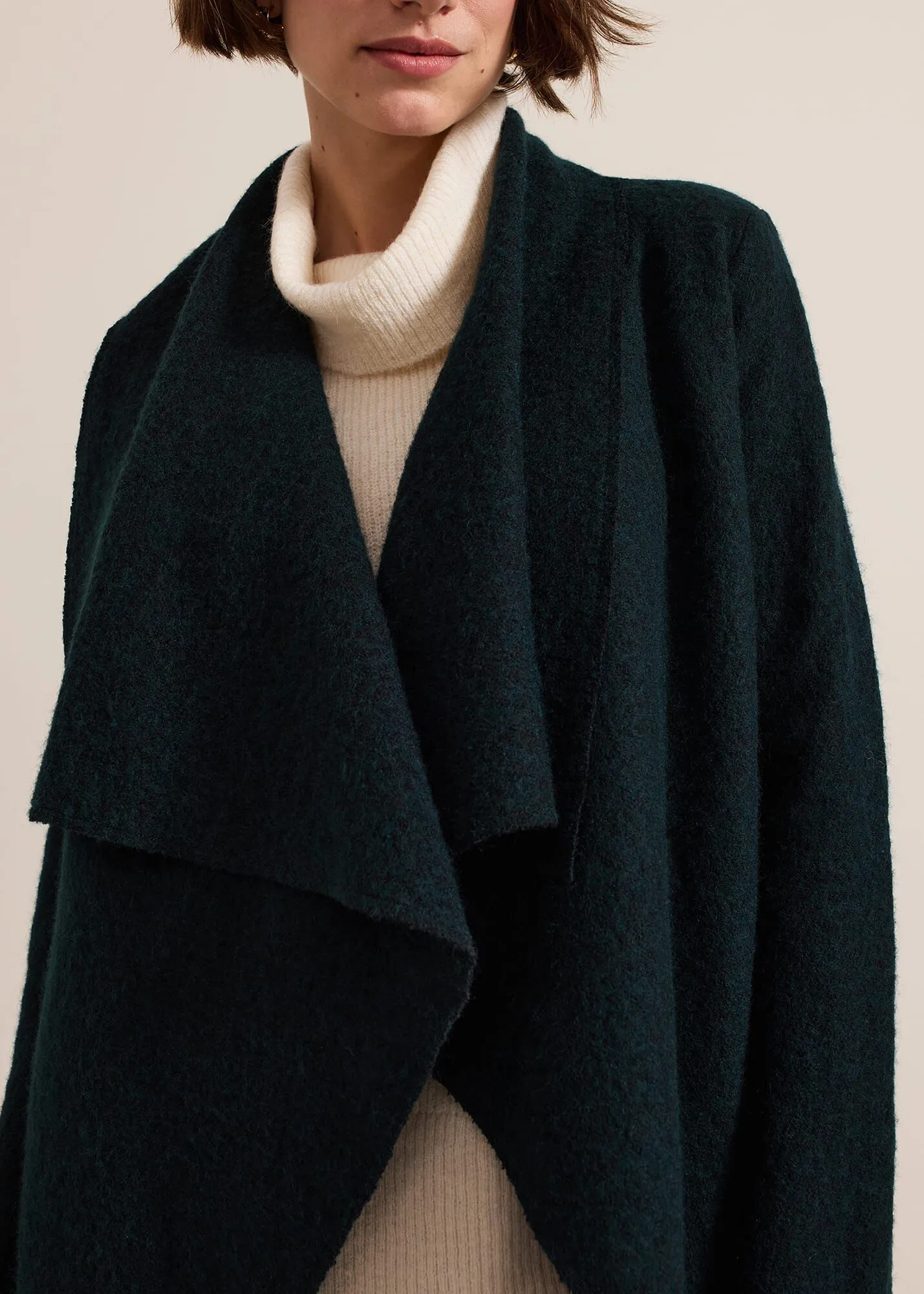 Lana Textured Drape Knit Coat