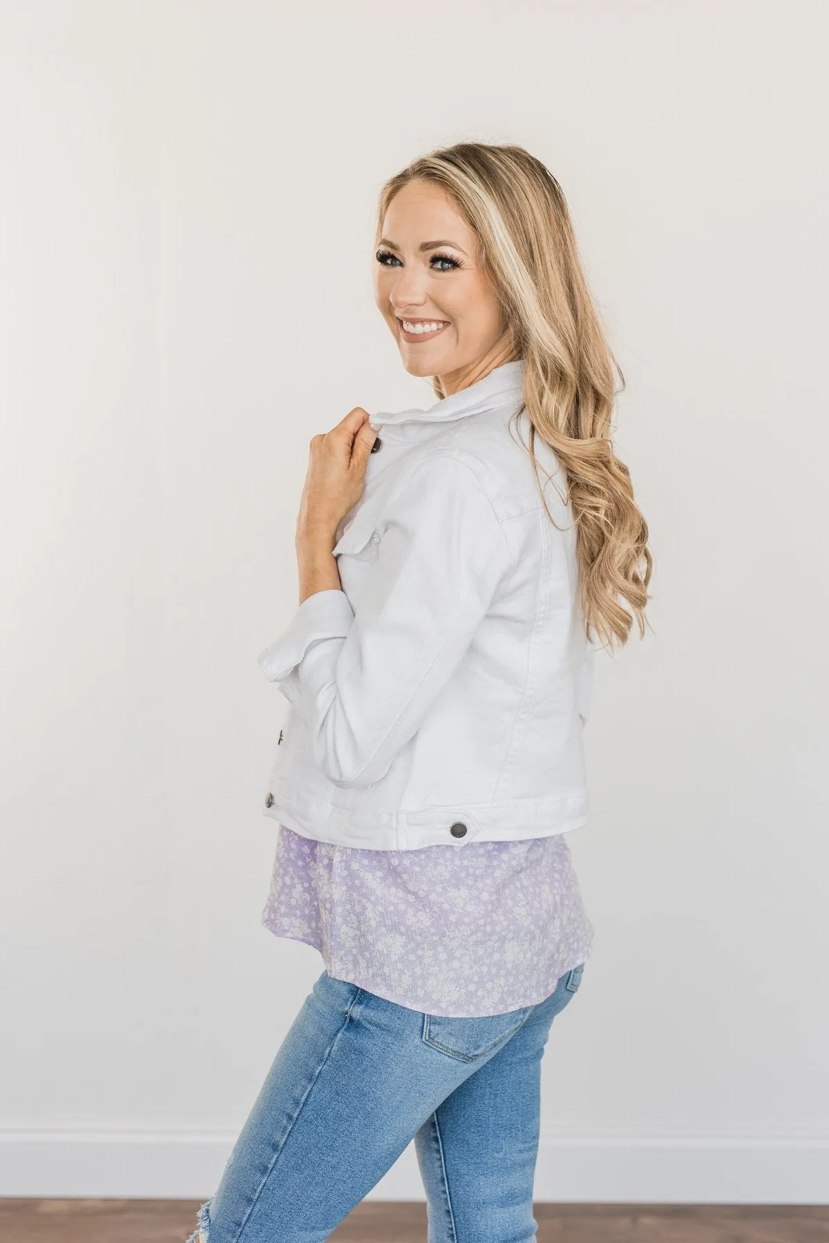 Life's A Journey Cropped Denim Jacket- White