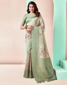 Light Beige Silk Printed Sarees