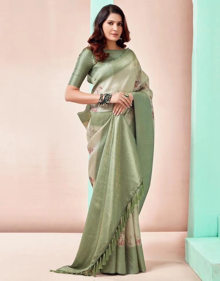 Light Beige Silk Printed Sarees