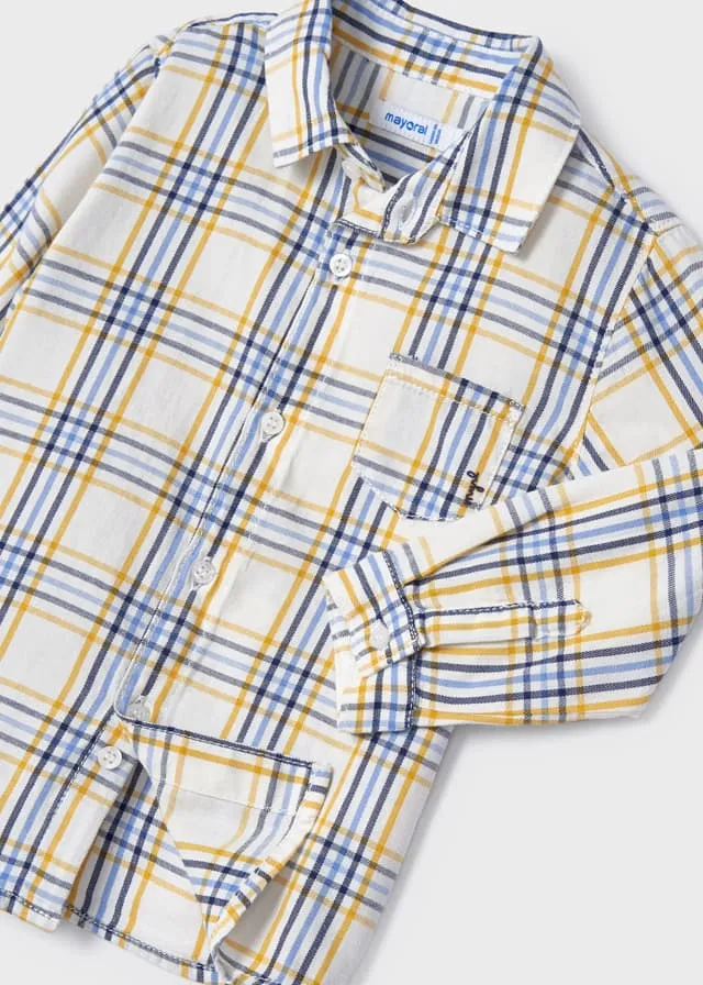 L/s checked shirt for baby boy - Corn