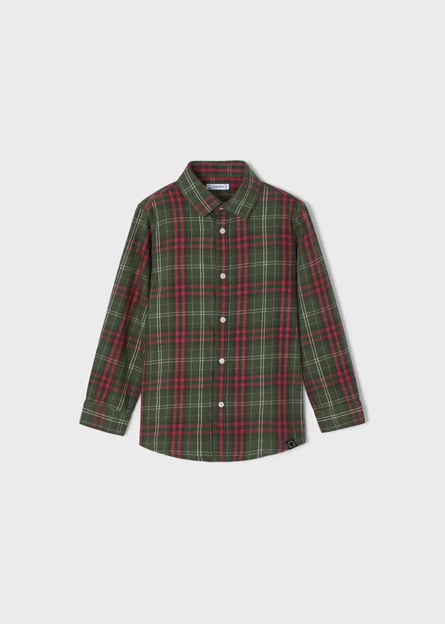 L/s checked shirt for boy - Forest-Red