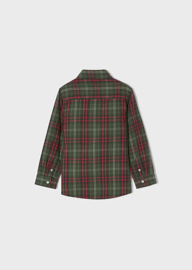 L/s checked shirt for boy - Forest-Red