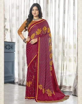 Maroon Printed Saree