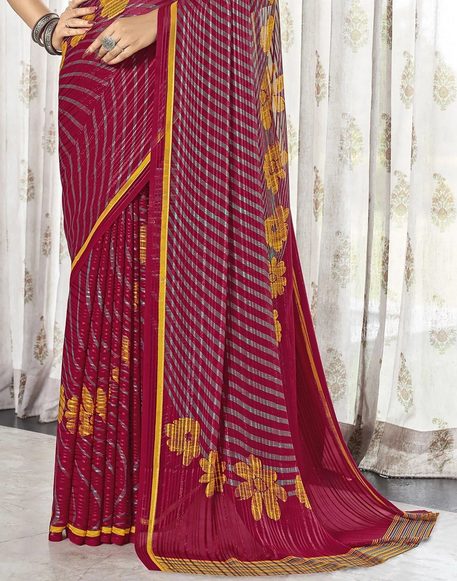 Maroon Printed Saree