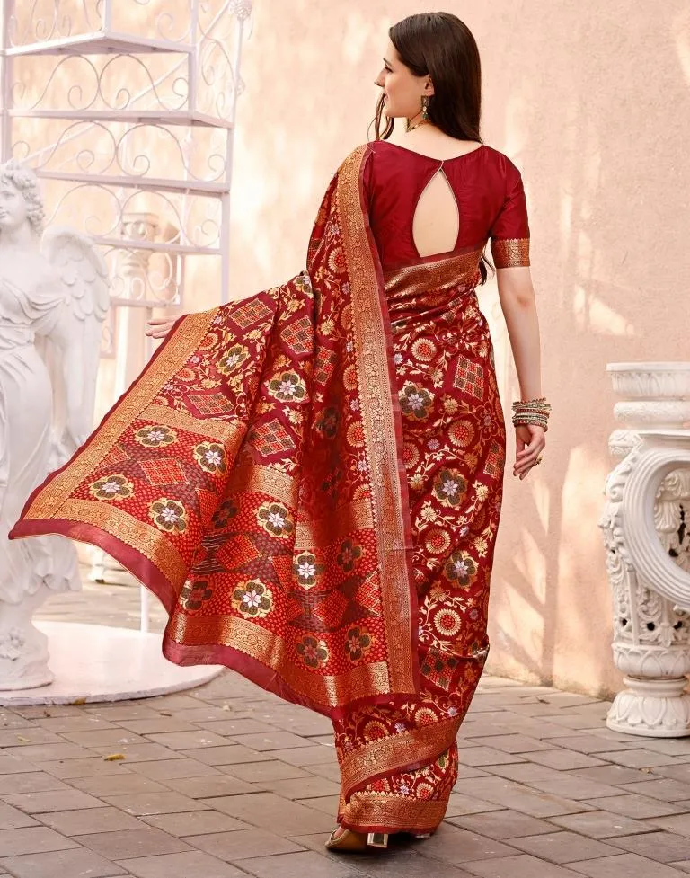 Maroon Silk Plain Sarees