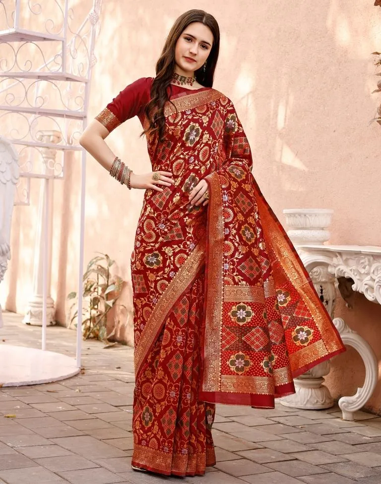 Maroon Silk Plain Sarees