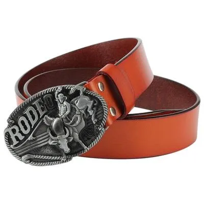 Men and Women Cowboy Rodeo Bull Rider Cowskin Leather Jeans Belt